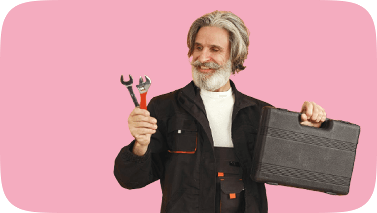 Technicien Freedam avec outils et mallette